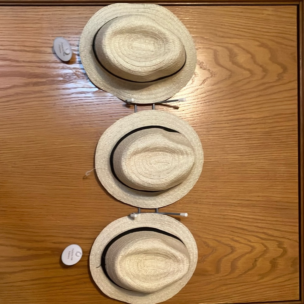 Classic Cream Fedora Hat Straw w/ Black Band